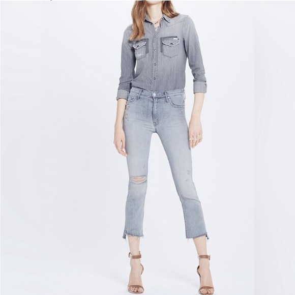 Mother The Insider Crop Step Fray Best Left in the Shadows Jeans Size 24 - Picture 2 of 12